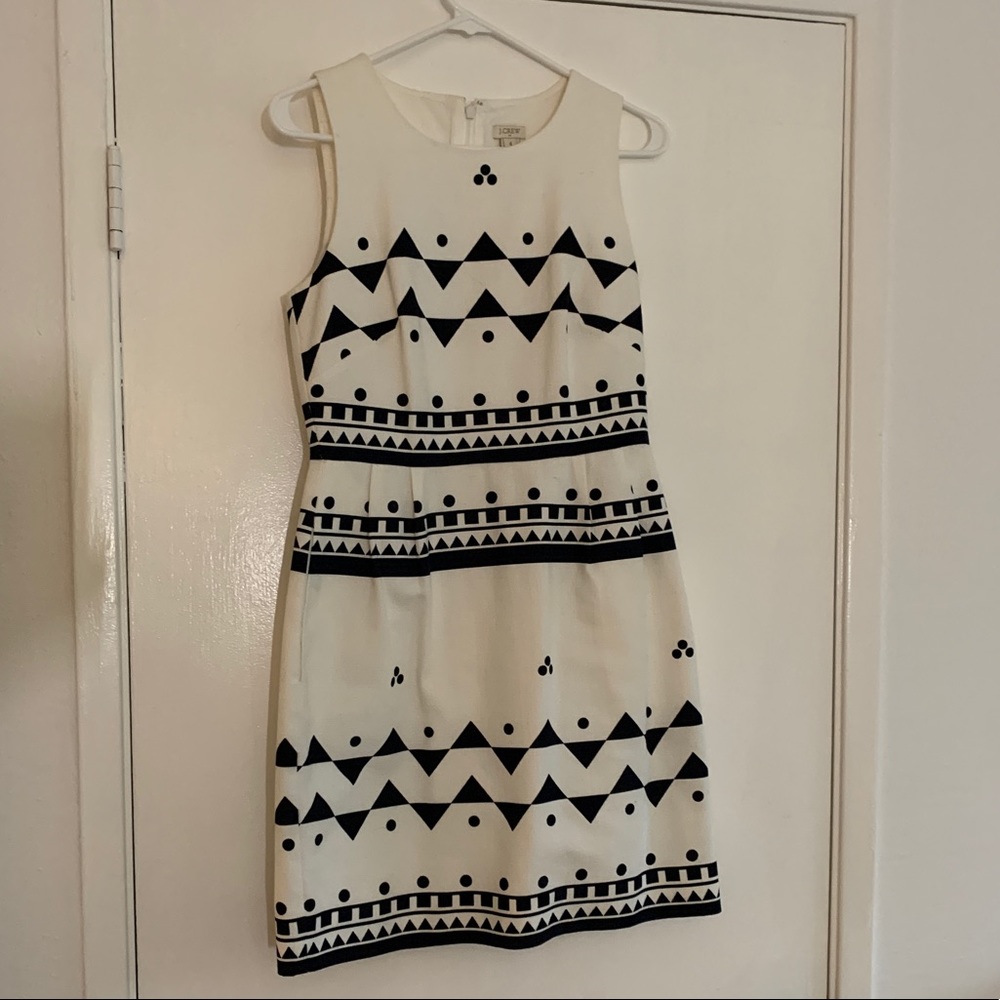 J.Crew a line navy and cream dress